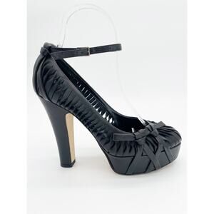 Christian Dior Galliano Fall 2007 Black Ankle Strap Bow Platform Heels EU 36.5